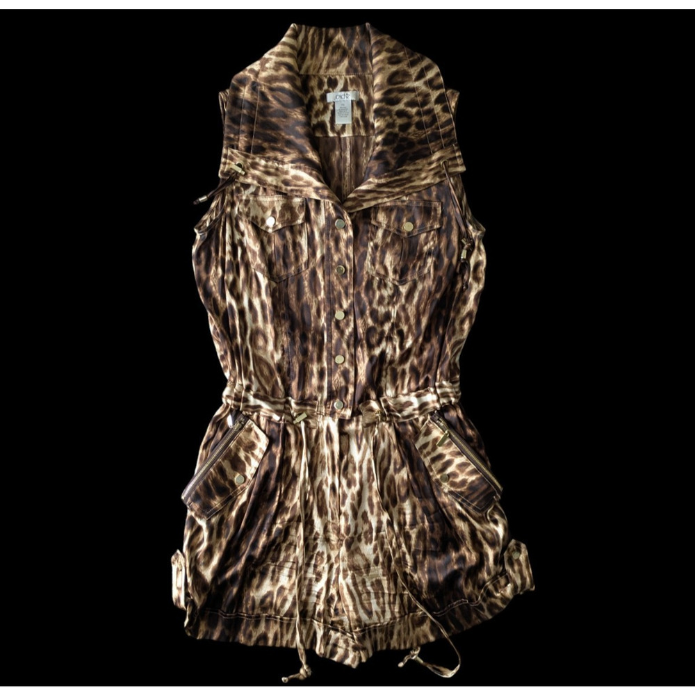 Cache Leopard Print Utility Romper - Brown